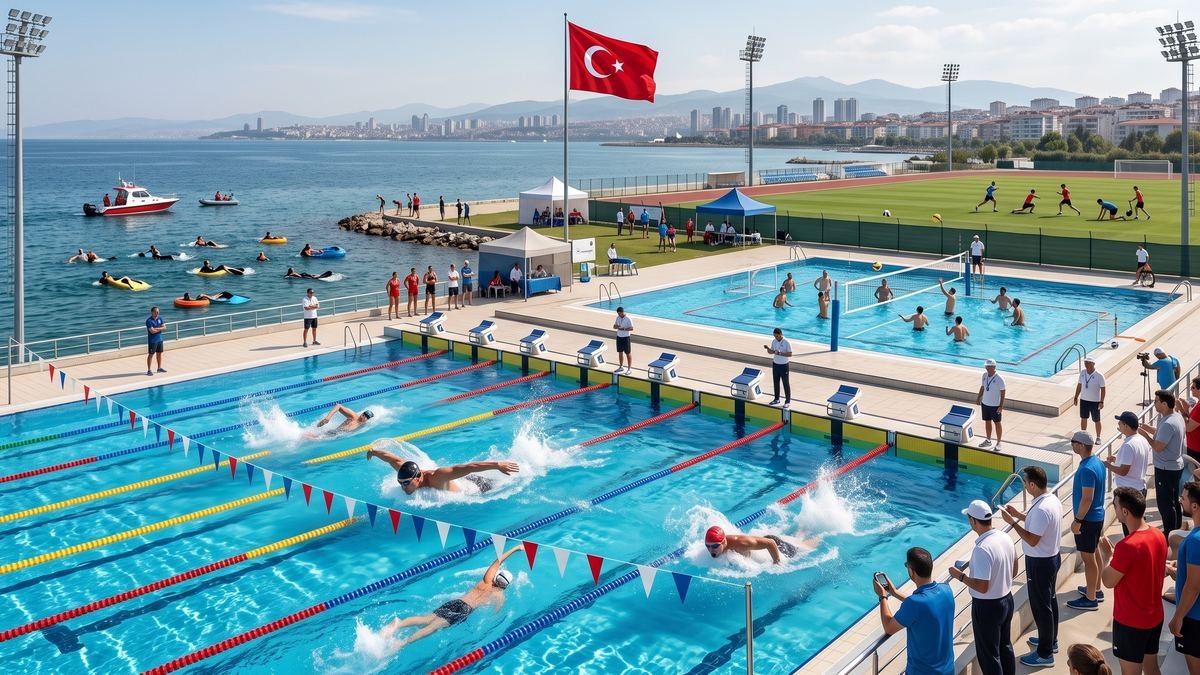 Yüzme yarışları — havuzda kulvarlar